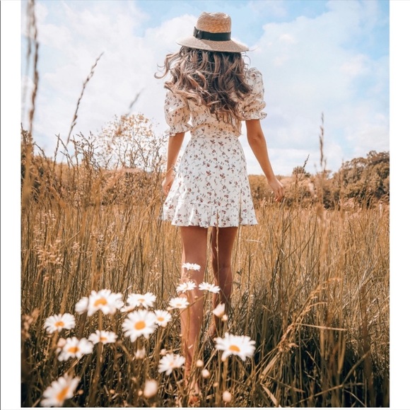 REFORMATION Carmelo Gabrielle Linen Floral Wrap Mini Dress - Picture 16 of 16